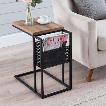 Henn & Hart Clyde Blackened Bronze & Rustic Oak Side Table ST0564